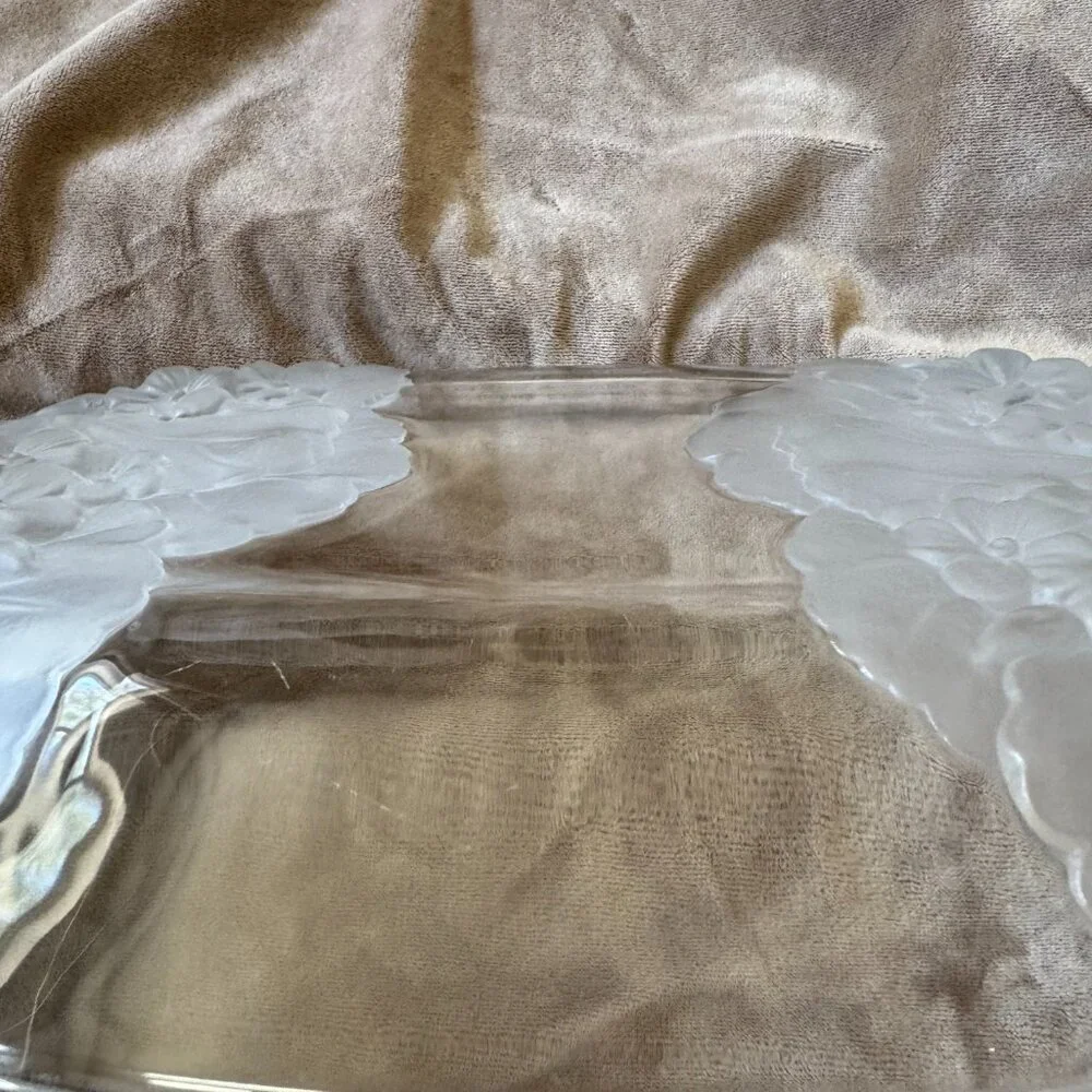 GUC Vintage Mikasa Hoya Crystal‎ Floral Motif Oval Serving Tray 13